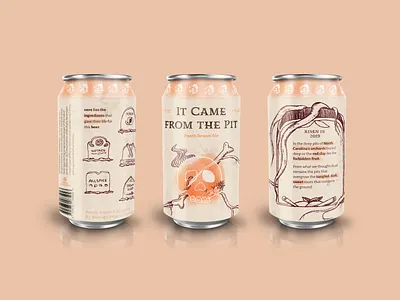 It Came from the Pit beer can branding design illustration label design peaches product design