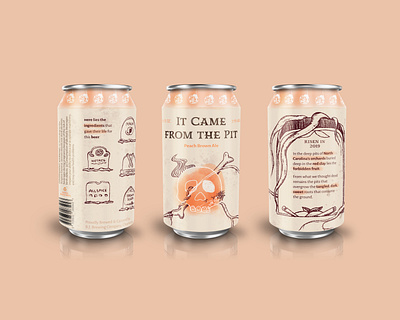It Came from the Pit beer can branding design illustration label design peaches product design