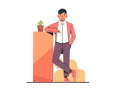 19-11-06 character design cute illustraion men orange relax