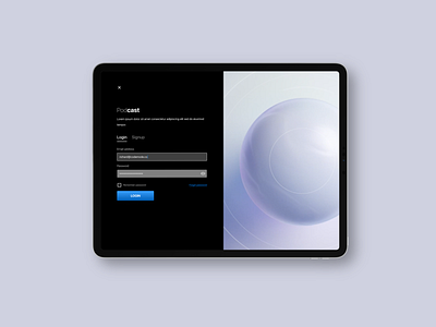 Simple Web Login Screen dark theme desktop form login login form login page login screen minimal podcast responsive sign in signup simple simple clean interface ui web webdesign