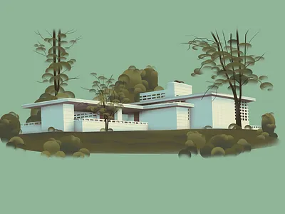 New Hampshire – Toufic H. Kalil House (1955) architecture art design home illustration series