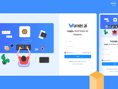 Login - Wurker.ai illustraion illustration design login login design login page login screen minimal modern sign up signup ui ux web design webdesign