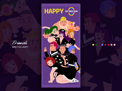 friends forever art boy character drawing freetime girl graphic happy illustration magic man sexy