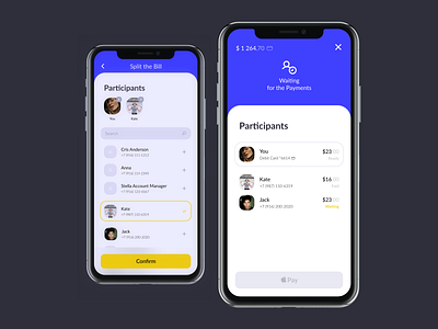 Split the Bill bank bank app banking design inspiration interaction interaction design mobile scenarium ui user experience ux