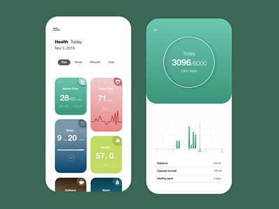 Health Application app application clean color design health icon minimal minimalist mobile mobile app mobile design sketch steps ui ui design ux ux design