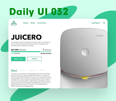 Daily UI 032 - Crowdfunding crowd funding crowdfunding crowdfunding campaign daily 100 challenge daily ui dailyui juicer ui uidesign uiux ux