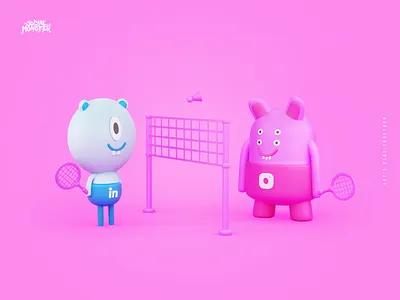 Dribble monster babinkton 3d 3d art blender3d brand heroes branding illustration instagram intervi linkedin monsters play rebranding redesign social