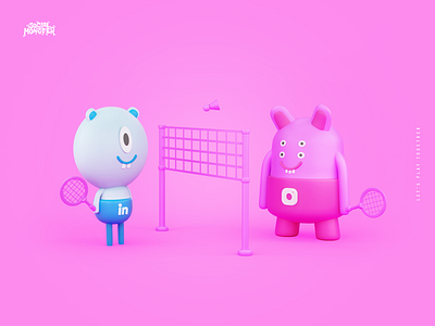 Dribble monster babinkton 3d 3d art blender3d brand heroes branding illustration instagram intervi linkedin monsters play rebranding redesign social