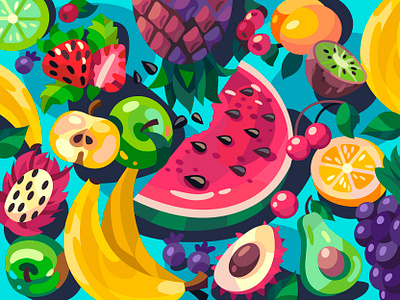 Fruits art cartoon coloring book design digital food fruits illustration vector