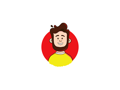 Avatar beard cute guy illustration man red yellow