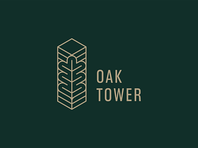 Oak Tower branding building construction elegant line logo luxury oak simple tower