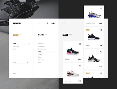 Sneakers shop filter page concept design graphic landing page ui ux web webdesign