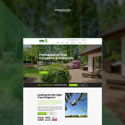 Toms Tree and Landscapes Home Page landscaping website design and development