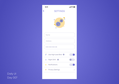 Settings // Day 7 // Daily UI dailyui day007