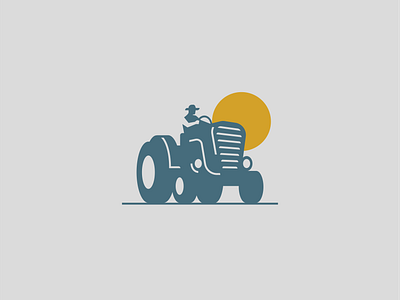 Tractor brand farm farmer food illustration logo man mark negative space spg sun symbol tractor truck vehicle village