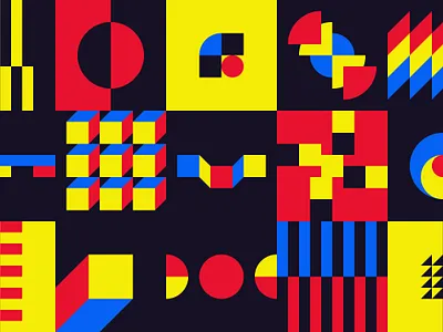 Pattern abstract background bauhaus block cube design flat form geometric illustration paper pattern square