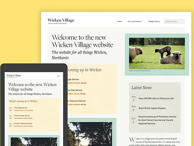 Wicken Village Website community design home homepage repsonsive typography village web website