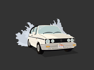 VOLKSWAGEN Golf Mk1 cabrio black cabrio calafornia car car illustration design golf graphic graphics illustration mk1 shadows simple smoke vector volkswagen volkswagen illustration wheels white window