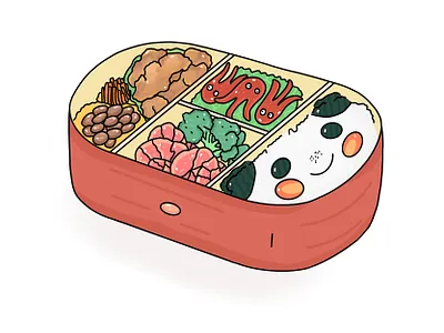 Karaage Bento app art bento bentobox design food icon illustration japanese minimal vector
