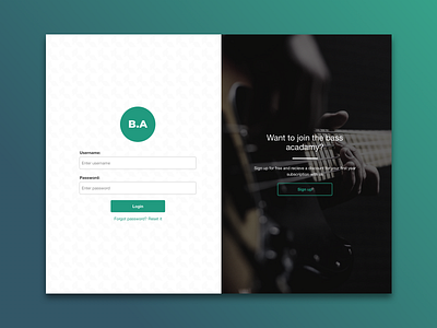 Bass Acadamy Login Screen bass education gradient icon design music sketch ui design web design