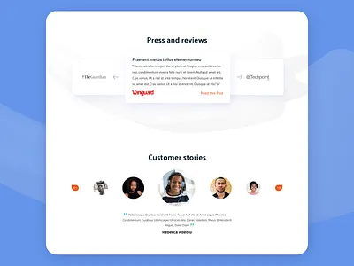 Press review and customer stories button card comment customer customer experience news pattern press review user experience design user interface
