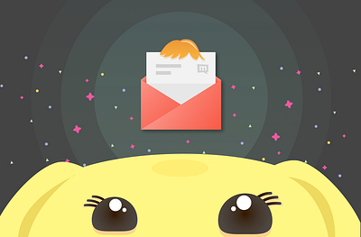 You got an invitation 2d ai cute design envelop hair illustration monster vector