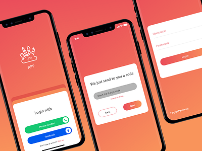 Login screen - App adobe xd app app design application color dailyui dark ui design login login app login box login form login page login screen mobile otp screens