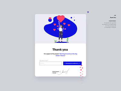 Thank you 077 crowdfunding daily ui download illustration like modal thankyou web