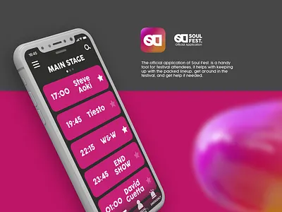 Soul Fest. Mobile UX/UI Design app branding design flat icon illustrator logo typography ui ux