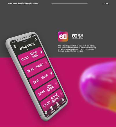 Soul Fest. Mobile UX/UI Design app branding design flat icon illustrator logo typography ui ux