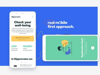 Hippocrates—Check your well-being checkup health healthcare hippocrates landing page mobile first mobile landing modal popup overlay pixel 4