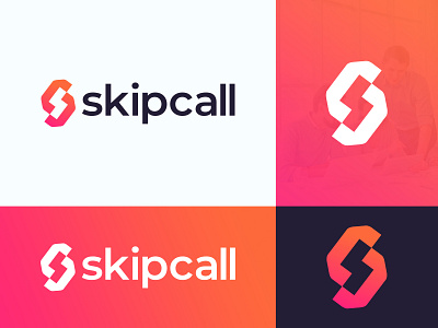 Skipcall Logo Design abstract agency app design blockchain brand identity branding chat logo communication cryptocurrency finance fintech logo design marketing marketing agency modern phone logo s logo s monogram security technology