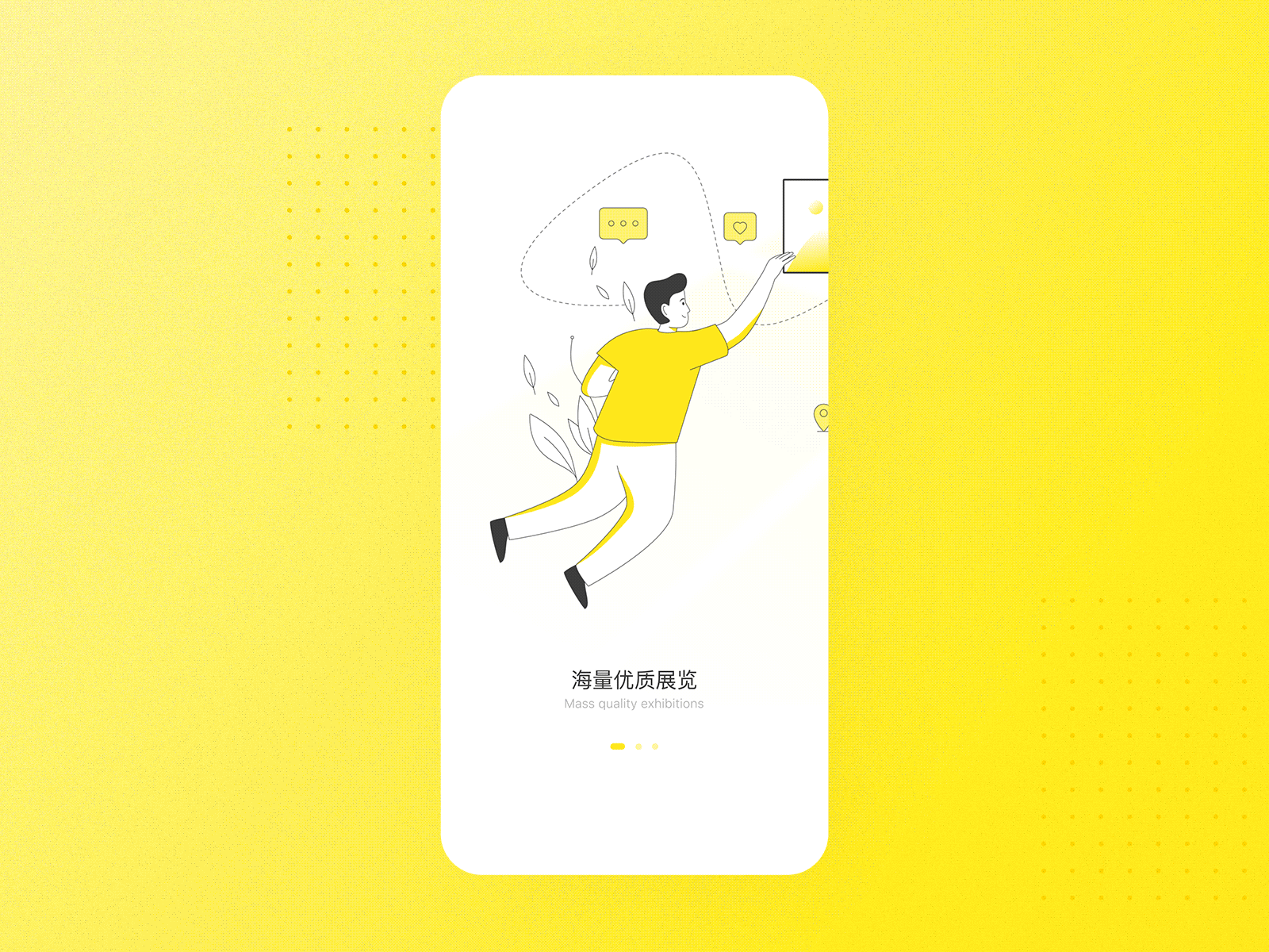 Onboarding Animation animation art design exhibition guide page illustration ui yellow