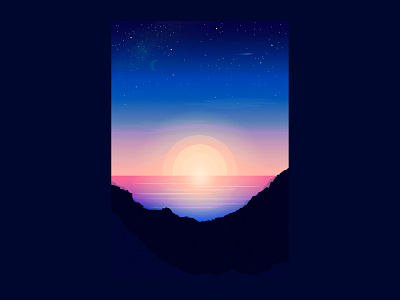 Corsican sunset colors corsica design digital art gradient graphic illustration illustrator landscape light moon moonlight moonshine night stars summer sun sunset sunsets vector