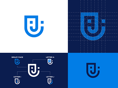 Personal Identity blue brand identity logo logo design logomark minimalist logo monogram monogram logo personal brand personal branding personal identity personal logo smiley face