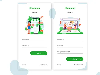 Shopping - sign in - sign up illustration login mobile register shopping sign in sign up ui ux vector