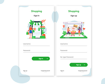 Shopping - sign in - sign up illustration login mobile register shopping sign in sign up ui ux vector