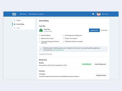 Billing Page ⚙️💳 billing forms plan settings ui ux