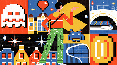 A Video Game Lover s Guide to Amsterdam - Culture Trip colour computer games design editoral editorial illustration gaming illustration pixel art print