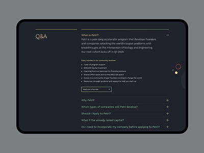 Petri – Q&A accelerator biology biotech design desktop engineering startup ui ux web