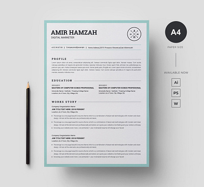 Elegant Resume clean resume creative resume curriculum vitae cv template illustration minimal resume modern modern resume professional professional resume resume resume template template