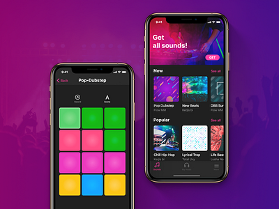 Drumpad iOs App app design drum flat hip hop ios minimal music music player pad rock ui ux