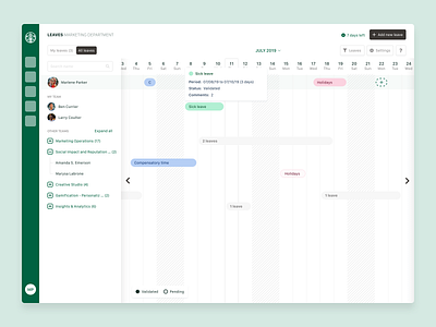 Leave planner concept absence absence management calendar day off holidays leave planner planning schedule shift sickness time time off tracker work