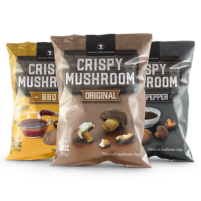 Mushroom Packaging V2 brand identity branding chips design mushroom packaging packaging design photography photoshop snacks