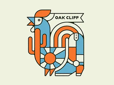 Oak Cliff Rooster Boot abstract boot dallas illustration oak cliff retro rooster texas vintage