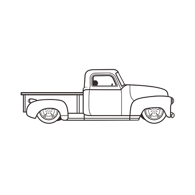 50's Chevy Truck - Finished Outline adobe illustrator antique classic illustration illustrator outline retro truck trucks vector vector art vectorart vintage wip work in progress
