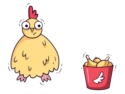 Chiken chicken chicken wings cute flat illustration kawaii kfc minimal vector vegan