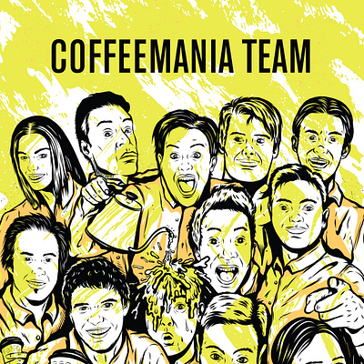 Coffeemania Team adobe adobe illustrator aryanovgraphics branding character coffee coffee cup coffeemania colors crazy crazy pattern ipad pro logo print print design skateboard graphics typography vlad aryanov yellow