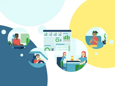 Conversational UI Analytics alexa analytics dashboard conversational ui flat google home illustration interaction people vector