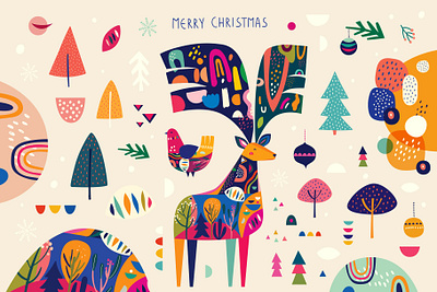 CHRISTMAS Deer animal banner card christmas christmas card christmas collection christmas decoration christmas deer christmas design christmas flyer christmas party christmas tree deer design flyer greeting holiday holidays new year pattern